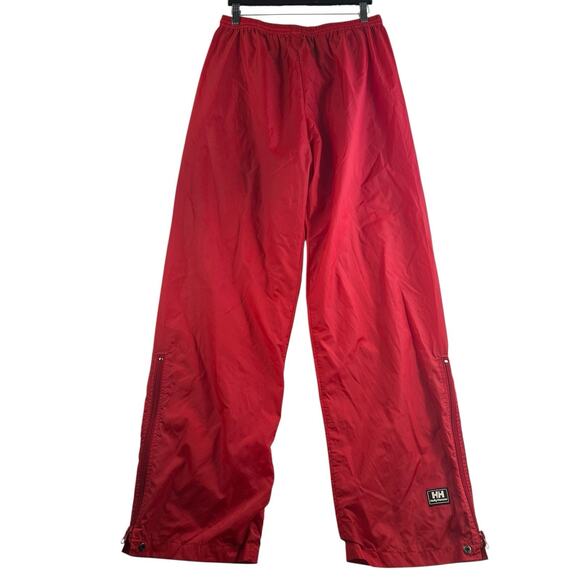 Helly Hansen L Large Rain Pants Red Packable Nylon Water Resistant Pull On - Picture 1 of 16